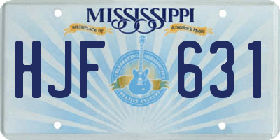 MS license plate HJF631