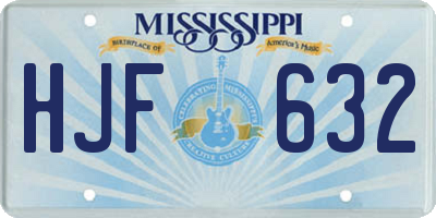 MS license plate HJF632