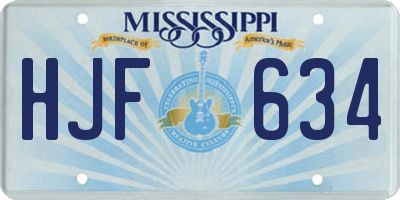 MS license plate HJF634
