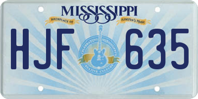 MS license plate HJF635