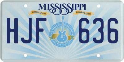 MS license plate HJF636