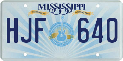MS license plate HJF640
