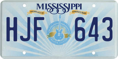 MS license plate HJF643