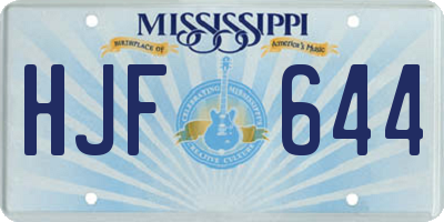 MS license plate HJF644