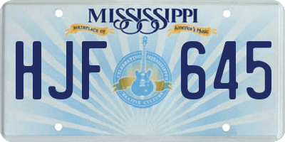 MS license plate HJF645