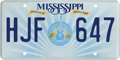 MS license plate HJF647