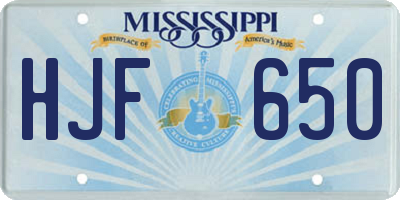MS license plate HJF650