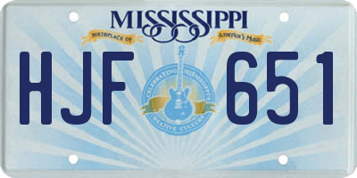 MS license plate HJF651