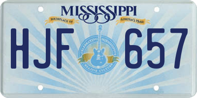MS license plate HJF657