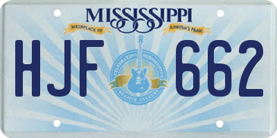 MS license plate HJF662