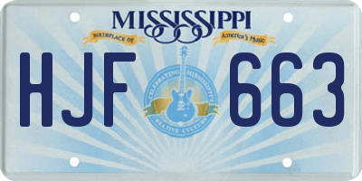 MS license plate HJF663