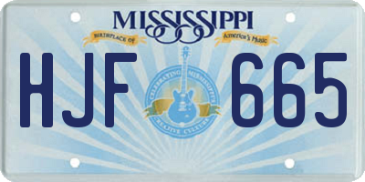 MS license plate HJF665