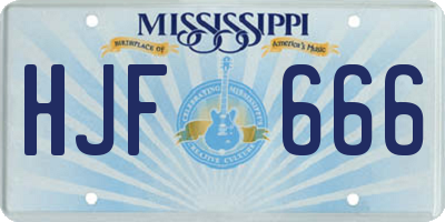 MS license plate HJF666