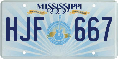 MS license plate HJF667
