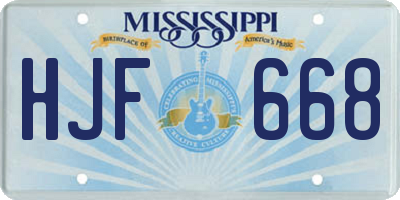 MS license plate HJF668