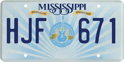 MS license plate HJF671