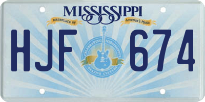 MS license plate HJF674