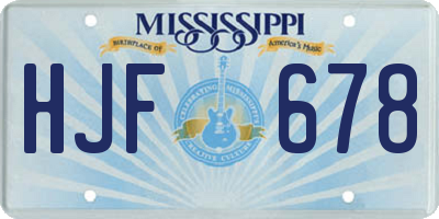 MS license plate HJF678