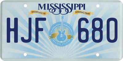 MS license plate HJF680