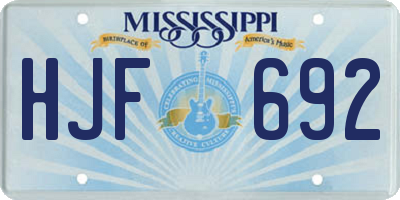 MS license plate HJF692
