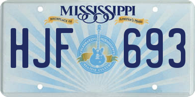 MS license plate HJF693