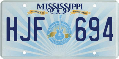 MS license plate HJF694