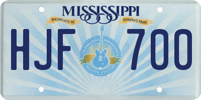 MS license plate HJF700