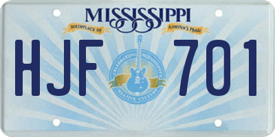 MS license plate HJF701