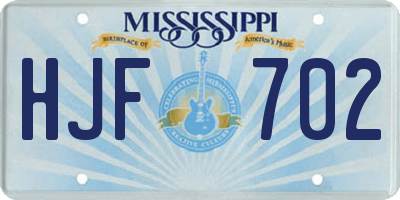 MS license plate HJF702
