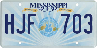MS license plate HJF703