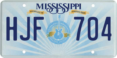 MS license plate HJF704
