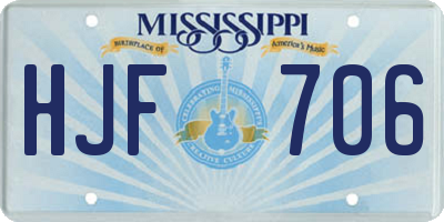 MS license plate HJF706