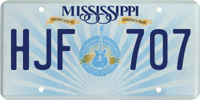 MS license plate HJF707