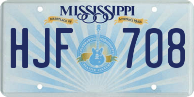 MS license plate HJF708