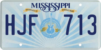 MS license plate HJF713
