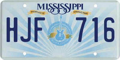MS license plate HJF716
