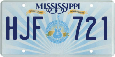 MS license plate HJF721