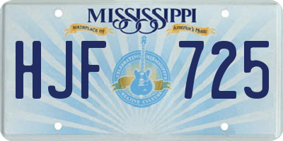 MS license plate HJF725