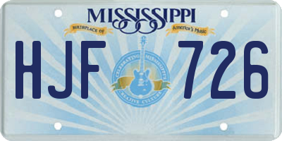 MS license plate HJF726