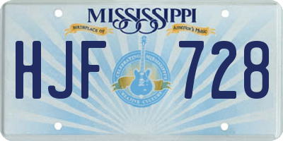 MS license plate HJF728