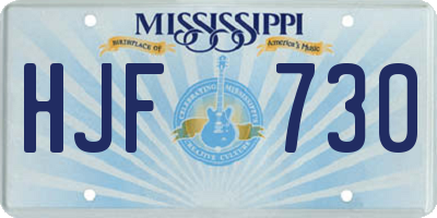 MS license plate HJF730