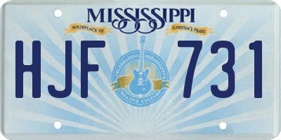 MS license plate HJF731