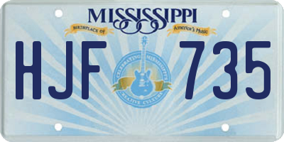 MS license plate HJF735