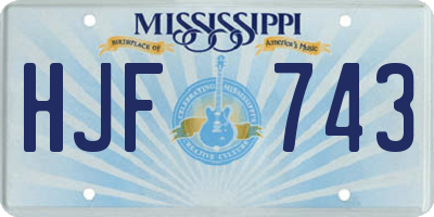 MS license plate HJF743