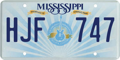 MS license plate HJF747