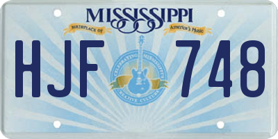 MS license plate HJF748