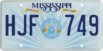 MS license plate HJF749