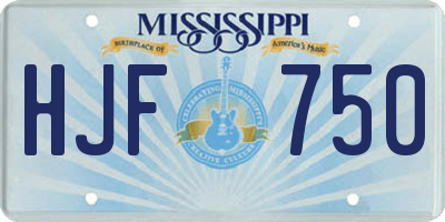 MS license plate HJF750