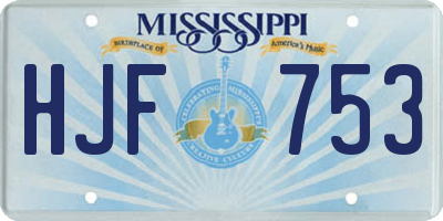 MS license plate HJF753