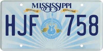 MS license plate HJF758
